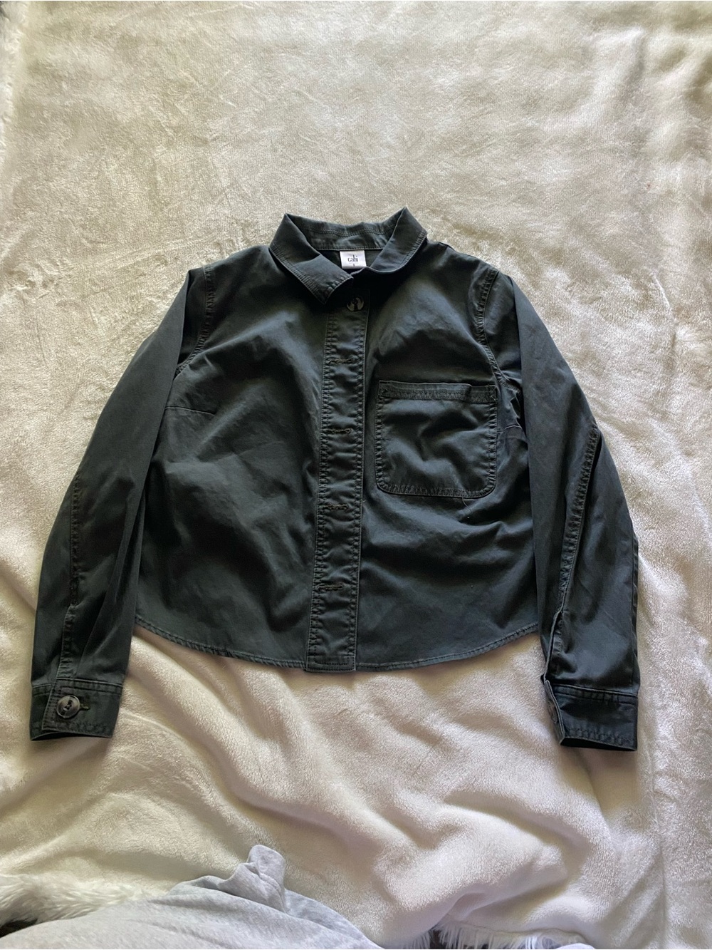 CAbi Olive Green Collared Button-Up Top